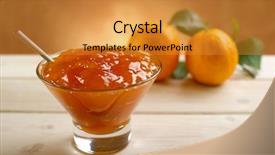  Presentation with food preservation - PPT layouts consisting of food preservation - orange jam on bowl background and a gold colored foreground