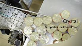  Presentation with fish processing - Cool new slides with food preservation - packed tin cans with fish backdrop and a mint green colored foreground