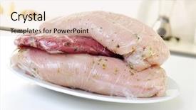  Presentation with raw meat - PPT theme having food preservation - plate with some pieces background and a lemonade colored foreground