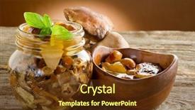  Presentation with food preservation - PPT layouts with food preservation - preserved edible mushroom background and a tawny brown colored foreground