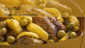  Presentation with moroccan - Theme with food preservation - traditional moroccan tajine with chicken background and a gold colored foreground
