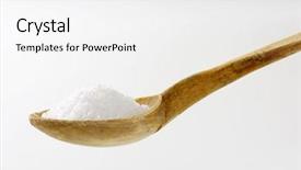 Presentation with salt food - Slide set with food preservatives - coarse grained salt on wooden background and a white colored foreground