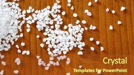 Presentation with table salt - Cool new slide deck with food preservatives - coarse grained salt on wooden backdrop and a tawny brown colored foreground