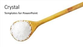  Presentation with spoon - Cool new PPT theme with food preservatives - coarse grained salt on wooden backdrop and a white colored foreground