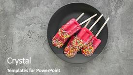  Presentation with ice cream popsicles organic dietary - Slides enhanced with food preservatives - natural eco homemade ice-cream background and a gray colored foreground