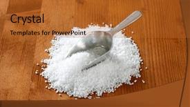 Presentation with salt food - Beautiful slide deck featuring food preservatives - scoop of coarse sea salt backdrop and a red colored foreground