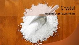  Presentation with salt food - Slide set with food preservatives - scoop of coarse sea salt background and a gold colored foreground