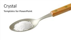  Presentation with salt food - Cool new slides with food preservatives - teaspoon of coarse grained salt backdrop and a white colored foreground