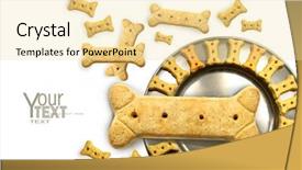  Presentation with cookies and biscuits - PPT theme with food prizes - pile of doggy biscuits background and a  colored foreground