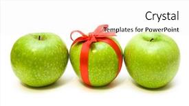  Presentation with three - Colorful slides enhanced with food prizes - row of three apples isolated backdrop and a white colored foreground
