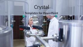  Presentation with processed food - Amazing PPT layouts having food processed industry - biologist team talking and wearing backdrop and a light blue colored foreground