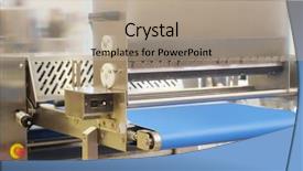  Presentation with production line - Audience pleasing slide set consisting of food processing - automated bread production line backdrop and a coral colored foreground