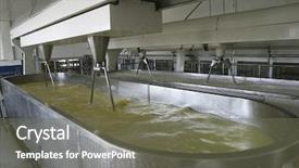  Presentation with food processing - Colorful PPT theme enhanced with food processing - cheese making machine in modern backdrop and a gray colored foreground