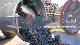  Presentation with food processing - Slide set featuring food processing - corkscrew crusher destemmer in winemaking background and a gray colored foreground