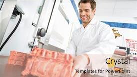  Presentation with meat processing - Amazing PPT layouts having food processing - happy young male butcher cutting backdrop and a lemonade colored foreground