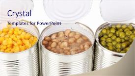  Presentation with food processing - Amazing presentation design having food processing - open tin cans of corn backdrop and a sky blue colored foreground