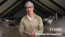  Presentation with food processing - Slides featuring food processing - portrait of male worker standing background and a tawny brown colored foreground