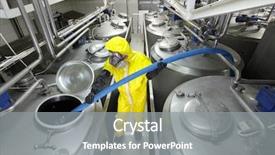  Presentation with food processing - Presentation consisting of food processing - worker fully protected in yellow background and a gray colored foreground