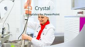  Presentation with ice cream - Amazing slide set having food processor in gastronomy parlor backdrop and a  colored foreground