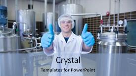  Presentation with lab coat - Cool new slides with food production - positive man in lab coat backdrop and a light blue colored foreground