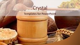  Presentation with food white - Cool new presentation design with food products made from wheat isolated on white background backdrop and a lemonade colored foreground