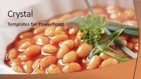  Presentation with beans - Presentation design with food pulses - baked beans background and a coral colored foreground