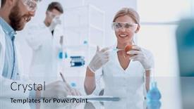  Presentation with food quality - Audience pleasing PPT theme consisting of food quality control a group of scientists testing the fruit backdrop and a light blue colored foreground