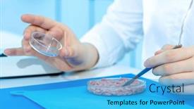  Presentation with food inspection - PPT theme featuring food-quality-inspection-laboratory-young background and a cyan colored foreground