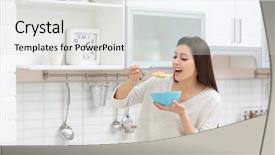  Presentation with pregnant woman - Presentation theme consisting of food quiz - beautiful pregnant woman in kitchen background and a light gray colored foreground