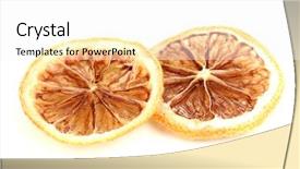  Presentation with buah jeruk lemon - Audience pleasing presentation theme consisting of food radiation - dried lemon isolated on white backdrop and a  colored foreground