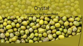  Presentation with acadenuc green - Slides consisting of food radiation - mung green bean background and a gold colored foreground
