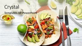  Presentation with tacos - Audience pleasing slide set consisting of food recipe - delicious tacos with tequila lime backdrop and a soft green colored foreground