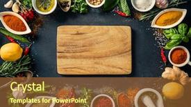  Presentation with herbs - PPT theme enhanced with food recipe - herbs and spices over black background and a tawny brown colored foreground
