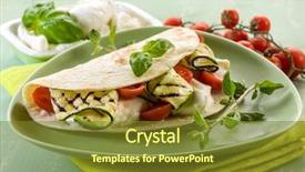  Presentation with italian food cooking tomatoes basil - PPT theme featuring food recipe - piadina with mozzarella grelled zucchinis background and a  colored foreground