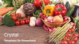  Presentation with wood - Audience pleasing slide deck consisting of food recipe - vegetables on wood backdrop and a  colored foreground