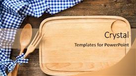  Presentation with checkered tablecloth - Slide set having food recipe - wooden spoon on a cutting background and a lemonade colored foreground