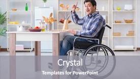 Presentation with electrical disabled vehicles - Cool new PPT theme with food recovery - disabled young man husband working backdrop and a  colored foreground