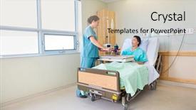  Presentation with recovery room - Presentation theme having food recovery - happy nurse bringing breakfast background and a soft green colored foreground