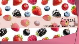  Presentation with pattern - PPT theme with food red fruits - berries isolated on white seamless background and a  colored foreground
