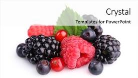  Presentation with food red - Cool new presentation theme with food red fruits - group of fresh berries isolated backdrop and a white colored foreground
