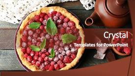  Presentation with teapot - PPT layouts featuring food red fruits - tart with fresh raspberries background and a tawny brown colored foreground