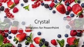  Presentation with food red - Colorful presentation enhanced with food red fruits - various fresh summer berries top backdrop and a white colored foreground