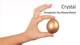  Presentation with rescue - Presentation theme enhanced with food rescue - golden egg in the hand background and a sky blue colored foreground