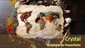  Presentation with spices - Slide set consisting of food resources - map of world made background and a tawny brown colored foreground