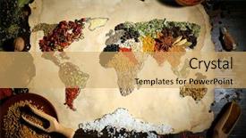  Presentation with world english arabic different languages - Audience pleasing PPT theme consisting of food resources - map of world made backdrop and a yellow colored foreground