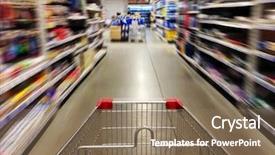  Presentation with supermarket - PPT theme with food resources - shopping in supermarket shoping cart background and a coral colored foreground