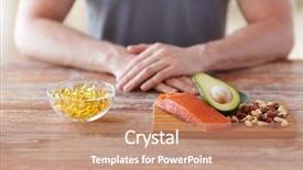  Presentation with healthy people - Colorful PPT theme enhanced with food rich in protein backdrop and a coral colored foreground