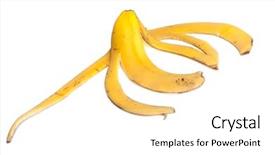  Presentation with food banana - Colorful slide set enhanced with food risk - banana peel isolated on white backdrop and a white colored foreground