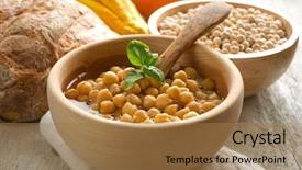  Presentation with food saffron - Cool new slides with food saffron - chickpeas soup backdrop and a coral colored foreground