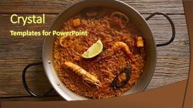  Presentation with seafood paella - Slides featuring food saffron - fideua seafood paella recipe background and a tawny brown colored foreground
